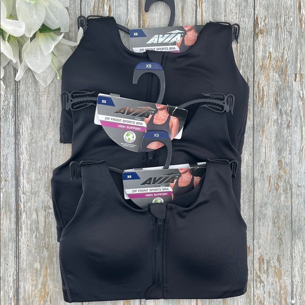 Women's High Support Zip Front Sports Bra 3-Pack Size XS